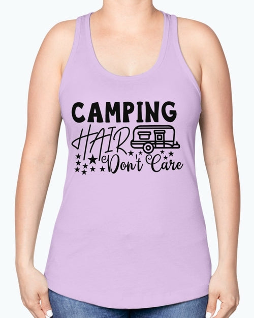 camping hair don't care- Camping-  Racerback Tank