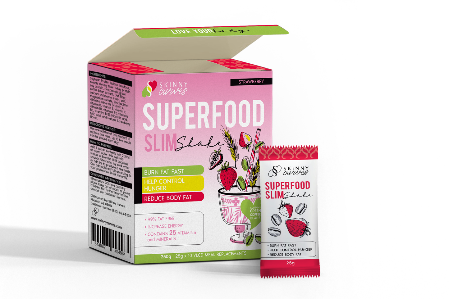 Skinny Curves Superfood Slim Shake Strawberry