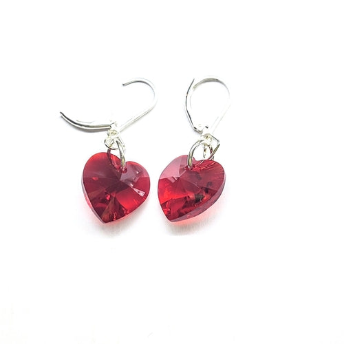 Sterling Silver Red Heart Crystal I Love You Jesus Earrings