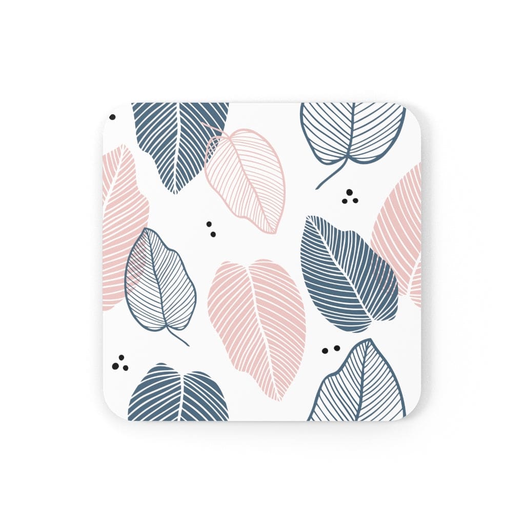 Corkwood Coaster Set - 4 Pieces / Pastel Color Leaves